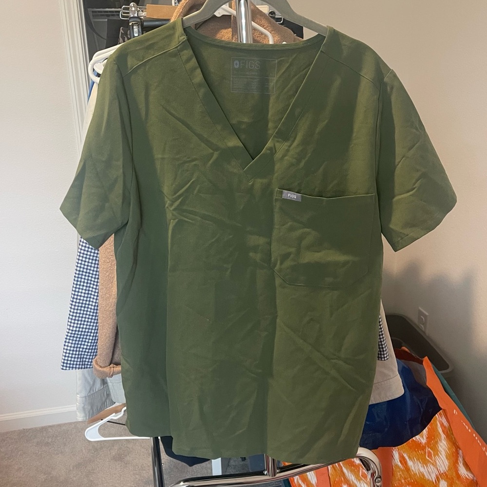 Figs Scrub Top sz Large Green Medical Nursing Hospital Catarina Comfort Work